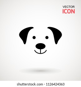 Dog head icon. Flat style. Cartoon dog face. Vector illustration isolated on white. Silhouette simple. Animal Logotype concept. Logo design template.