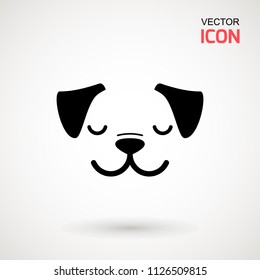 Dog head icon. Flat style. Cartoon dog face. Vector illustration isolated on white. Silhouette simple. Animal Logotype concept. Logo design template.