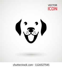 Dog Head Icon. Flat Style. Cartoon Dog Face. Vector Illustration Isolated On White. Silhouette Simple. Animal Logotype Concept. Logo Design Template.