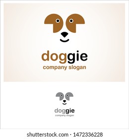 Dog head icon. Flat style. Cartoon dog face. Vector illustration. 