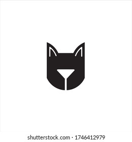 Icono de cabeza de perro. Estilo plano. Cara de perro de caricatura. Ilustración vectorial aislada en blanco. Silhouette simple. Concepto de Logotipo Animal. Plantilla de diseño de logotipo.
