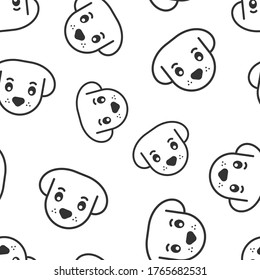 Dog head icon in flat style. Cute pet vector illustration on white isolated background. Animal seamless pattern business concept.