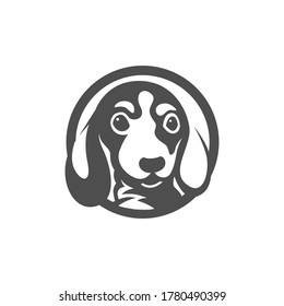 Dog head icon. Flat style. Cartoon dog face. Vector illustration isolated on white. Animal Logotype concept. Logo design template.