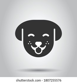 Dog head icon in flat style. Cute pet vector illustration on white isolated background. Animal business concept.