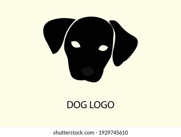 Dog head icon. Flat style. Cartoon dog face. Vector illustration isolated on yellow. Silhouette simple. Animal Logotype concept. Logo design template.