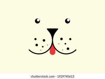 Dog head icon. Flat style. Cartoon dog face. Vector illustration isolated on yellow. Silhouette simple. Animal Logotype concept. Logo design template.