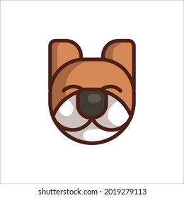 Icono de cabeza de perro. Estilo plano. Cara de perro de caricatura. Ilustración vectorial aislada en blanco. Silhouette simple. Concepto de Logotipo Animal. Plantilla de diseño de logotipo.