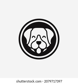 Dog head icon flat style.  Vector illustration isolated on white. Animal logotype concept