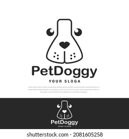 Dog head icon. Flat style. Cartoon dog face. Simple silhouette vector illustration Logo design template