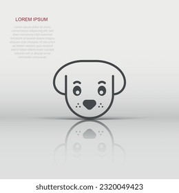 Dog head icon in flat style. Cute pet vector illustration on white isolated background. Animal business concept.