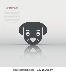 Dog head icon in flat style. Cute pet vector illustration on white isolated background. Animal business concept.