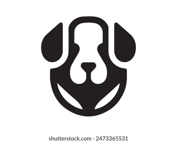 Icono de cabeza de perro. Estilo plano. Cara de perro de dibujos animados. Ilustración vectorial aislada en blanco. Silueta simple.