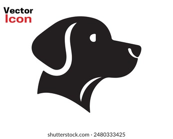 Icono de cabeza de perro. Estilo plano. Cara de perro de dibujos animados. Ilustración vectorial aislada en blanco. Silueta simple. Concepto de logotipo animal. Plantilla de diseño de logotipo.