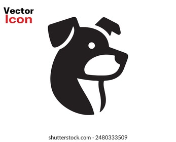 Dog head icon. Flat style. Cartoon dog face. Vector illustration isolated on white. Silhouette simple. Animal Logotype concept. Logo design template.