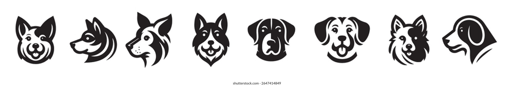 Dog head icon. Flat style. Cartoon dog face. Vector illustration. Silhouette simple. Animal Logotype concept. Logo design template