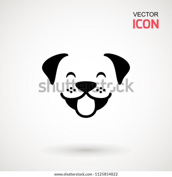 犬の頭のアイコン フラットスタイル 漫画の犬の顔 白い背景にベクターイラスト シルエットは単純 動物のロゴのコンセプト ロゴデザインテンプレート のベクター画像素材 ロイヤリティフリー