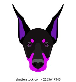 Dog Head Icon. Funny Futuristic Imagin Colored Dog Pet Portrait