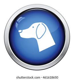 Dog head icon. Glossy button design. Vector illustration.