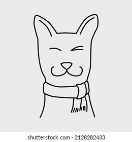 Icono de cabeza de perro. Ilustración vectorial aislada dibujada a mano en estilo doodle sobre fondo blanco