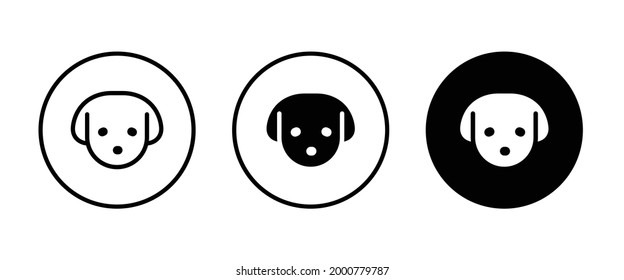 Icono de cabeza de perro, íconos de perro aislados en blanco