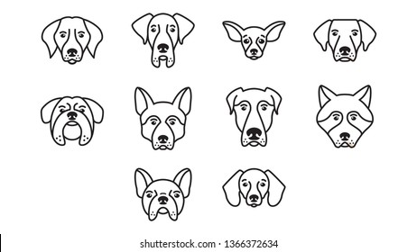 Dog Head Icon Set