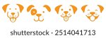 Dog head icon set. Cartoon dog face. Vector illustration isolated on white. Silhouette simple. Animal Logotype concept. Eps 10.