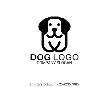 Icono de cabeza de perro. Silueta simple. Estilo plano. Cara de perro de dibujos animados. Plantilla de diseño de logotipo. Concepto de Logotipo Animal de Ilustración vectorial. 