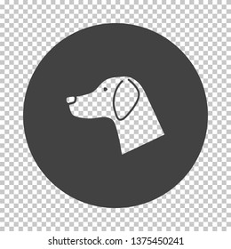 Icono de cabeza de perro. Reducir el diseño de galería de símbolos en la rejilla de transparencia. Ilustración vectorial.