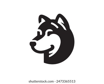 Dog head icon vector. Flat style. Cartoon dog face. Vector illustration Silhouette simple. Animal Logotype concept. Logo design template.