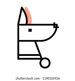 Dog head icon vector illustration in flat outline design