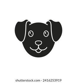 Hundekopf-Symbol. Vektorgrafik-Symbol für Welpen auf weißem Hintergrund. Vorderansicht.