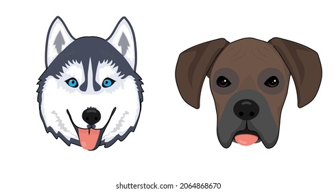 Dog head icons.Vector illustration in a flat style