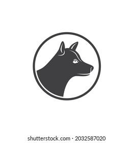 dog head illustration, dog icon, vector art.