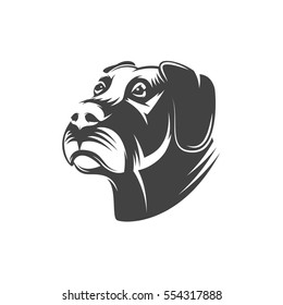 Dog head illustration isolated on white background. Design element for logo, label, emblem, sign, brand mark. Vector illustration.