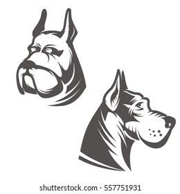 Dog head illustration isolated on white background. Design element for logo, label, emblem, sign, brand mark. Vector illustration