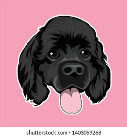 Dog head illustration with pastel background color