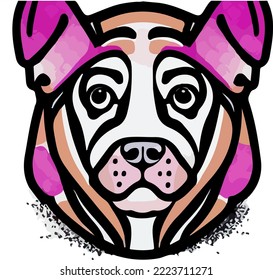 Dog, Dog Head Illustration Vector Cartoon Drawing