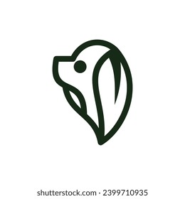 Dog Head Leaf Simple Logo Vector Icon, vector illustration on a white background.