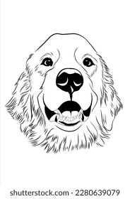 Dog head line art vector