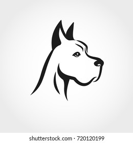 Dog head line drawing. Can be used as pet shop logo or emblem. Sketch dog vector