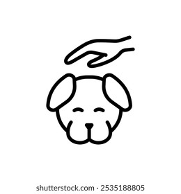 Icono de línea de cabeza de perro. Cuidado del perro signo simple. Diseño de la cara del perro sobre fondo blanco. Mascota. Animales. Ilustración vectorial aislada.