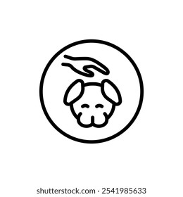 Icono de línea de cabeza de perro. Cuidado del perro signo simple. Diseño de la cara del perro sobre fondo blanco. Mascota. Animales. Ilustración vectorial aislada.