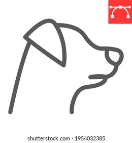 Dog head line icon, pet and animal, dog vector icon, vector graphics, editable stroke outline sign, eps 10