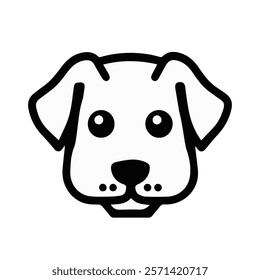 Dog head line icon. Simple pictogram of pet muzzle, black and white line drawing. Vector illustration isolated on white background.