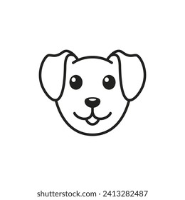 Dog head line icon. Vector isolated puppy head symbol on white background. front view.