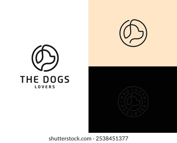 Dog head line style logo design