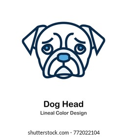 Dog Head Lineal Color Vector Illustration