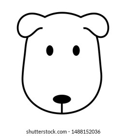 dog head linear, simple cartoon, vector illustration 