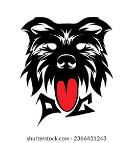 dog head logo, dog head black and white bw two colors.