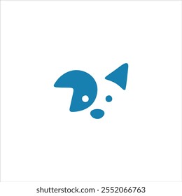 Dog head logo in blue and white background